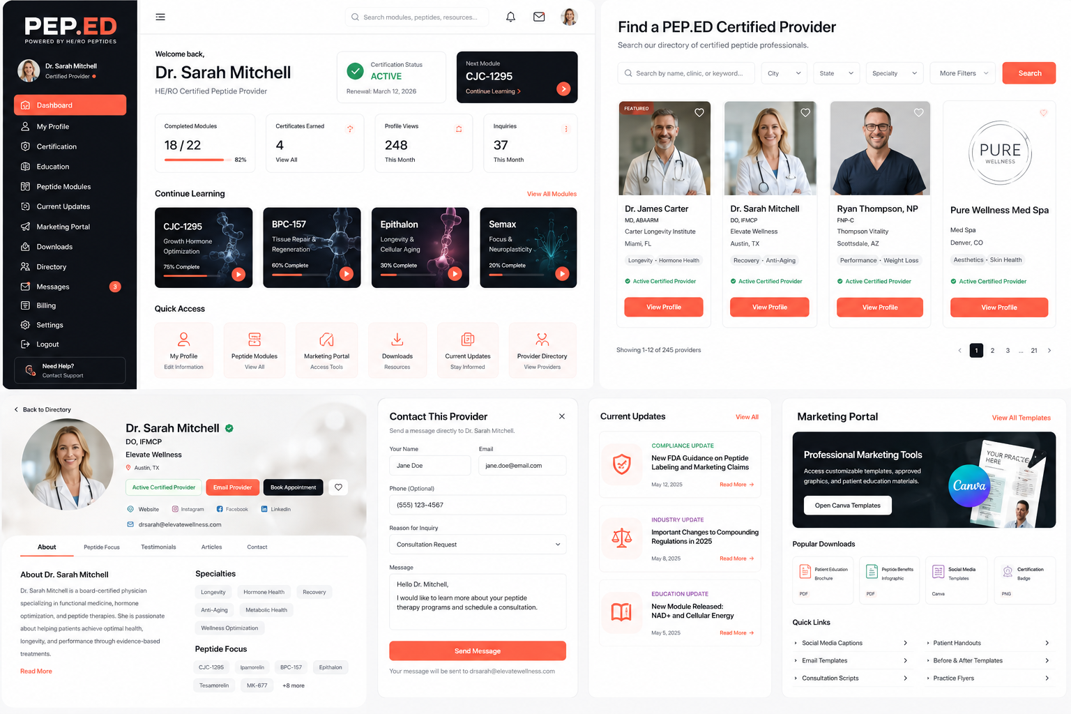 Provider Dashboard — PEP.ED UI concept